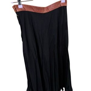 Assembly New York Women's Black Midi Skirt with Brown Trim Size S